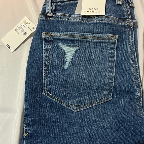 Good American 0/25 Women’s Indigo231 Distressed Denim Jeans. - Picture 5 of 9